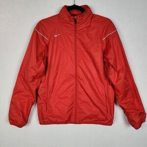 Nike Womens Running Light Storm Fit Jacket Windbreaker Hidden Hood Red Size Med